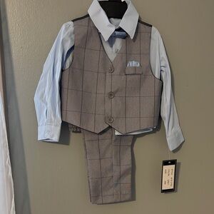 Andrew Fezza Blue and Gray Kids Vest Set
